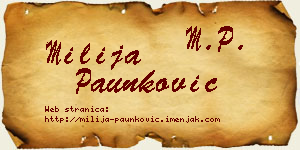 Milija Paunković vizit kartica